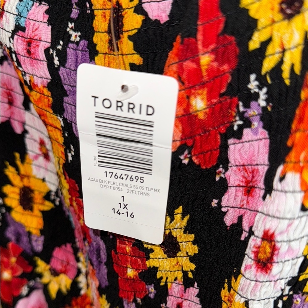 Torrid Maxi Challis Off-Shoulder Dress bright color flower smocked top 14/16 (1) - Picture 5 of 10